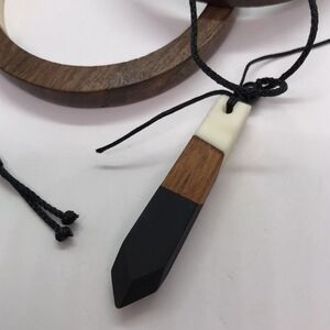 Wood And Resin Pendant Necklace